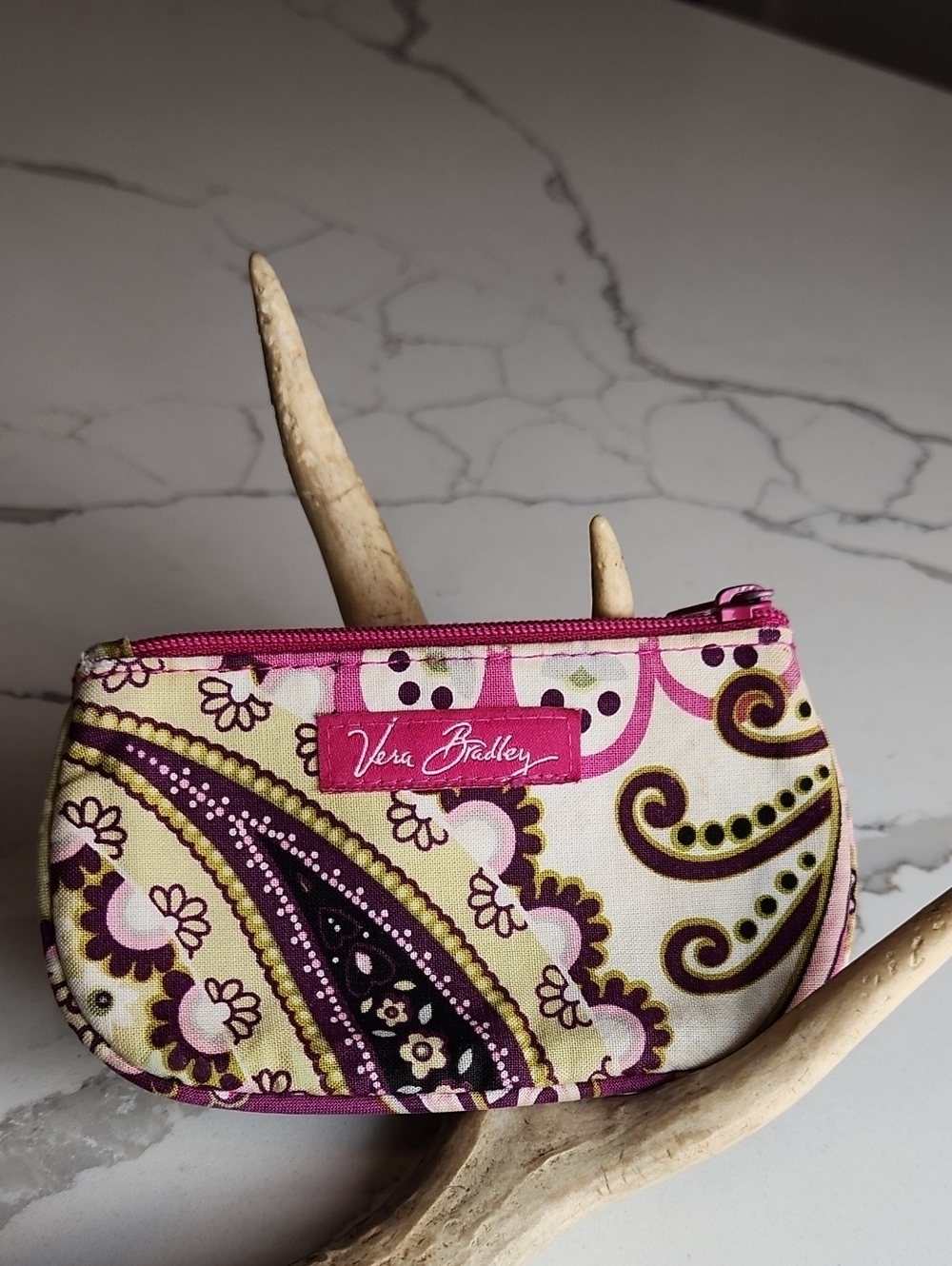 Vera Bradley "Plum Crazy" Quilted Zip Coin Purse Pouch — Retired 2013